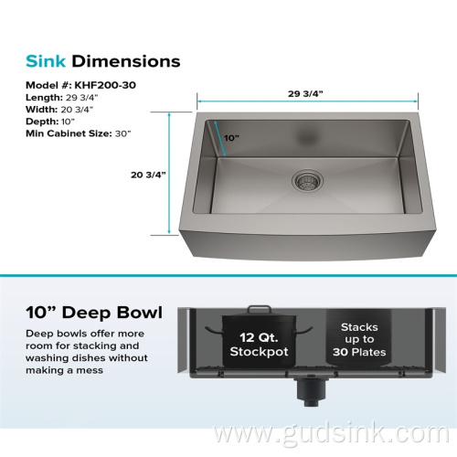 Top-sale durable apron front single bowl sink